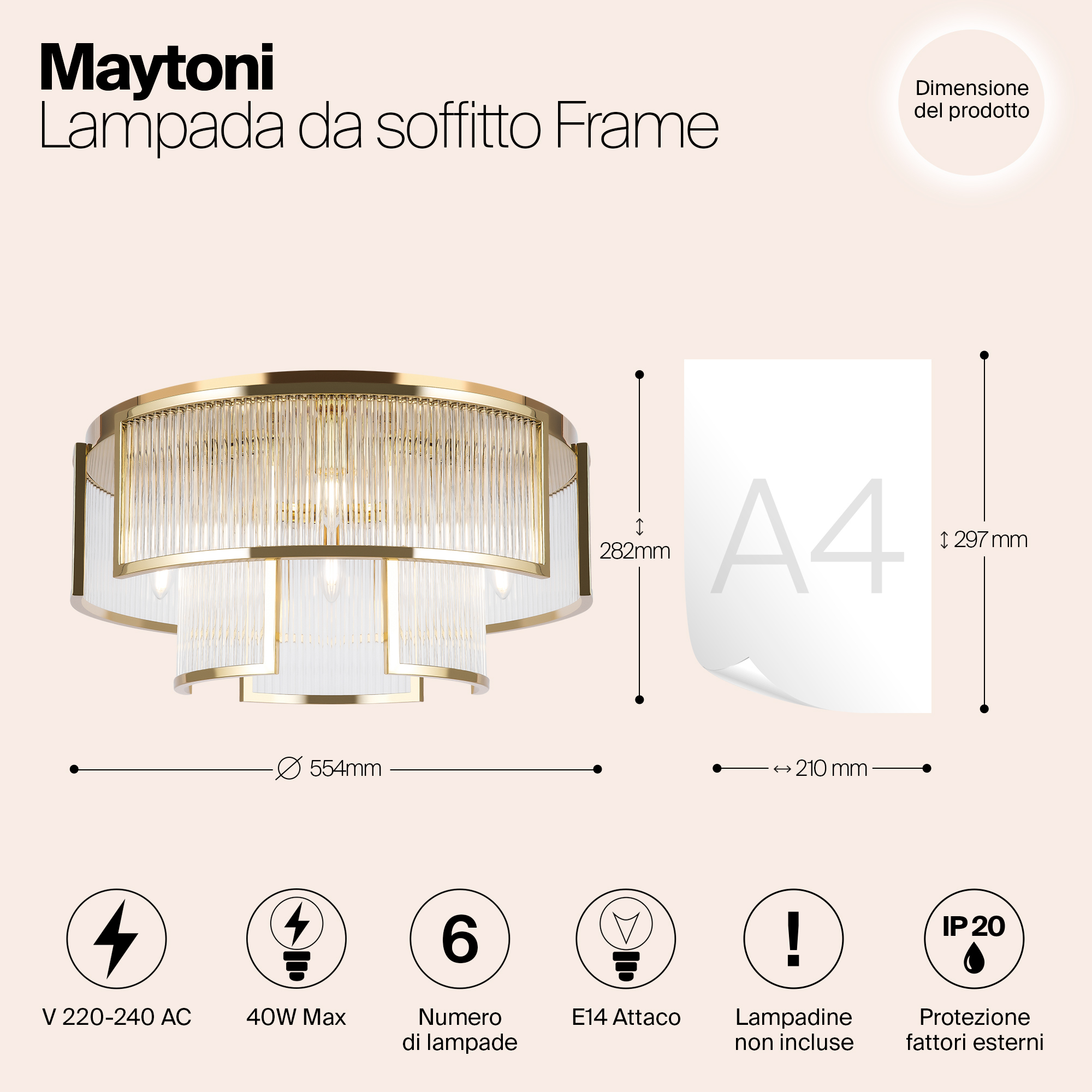 Картинка Потолочный светильник Maytoni MOD174CL-06G