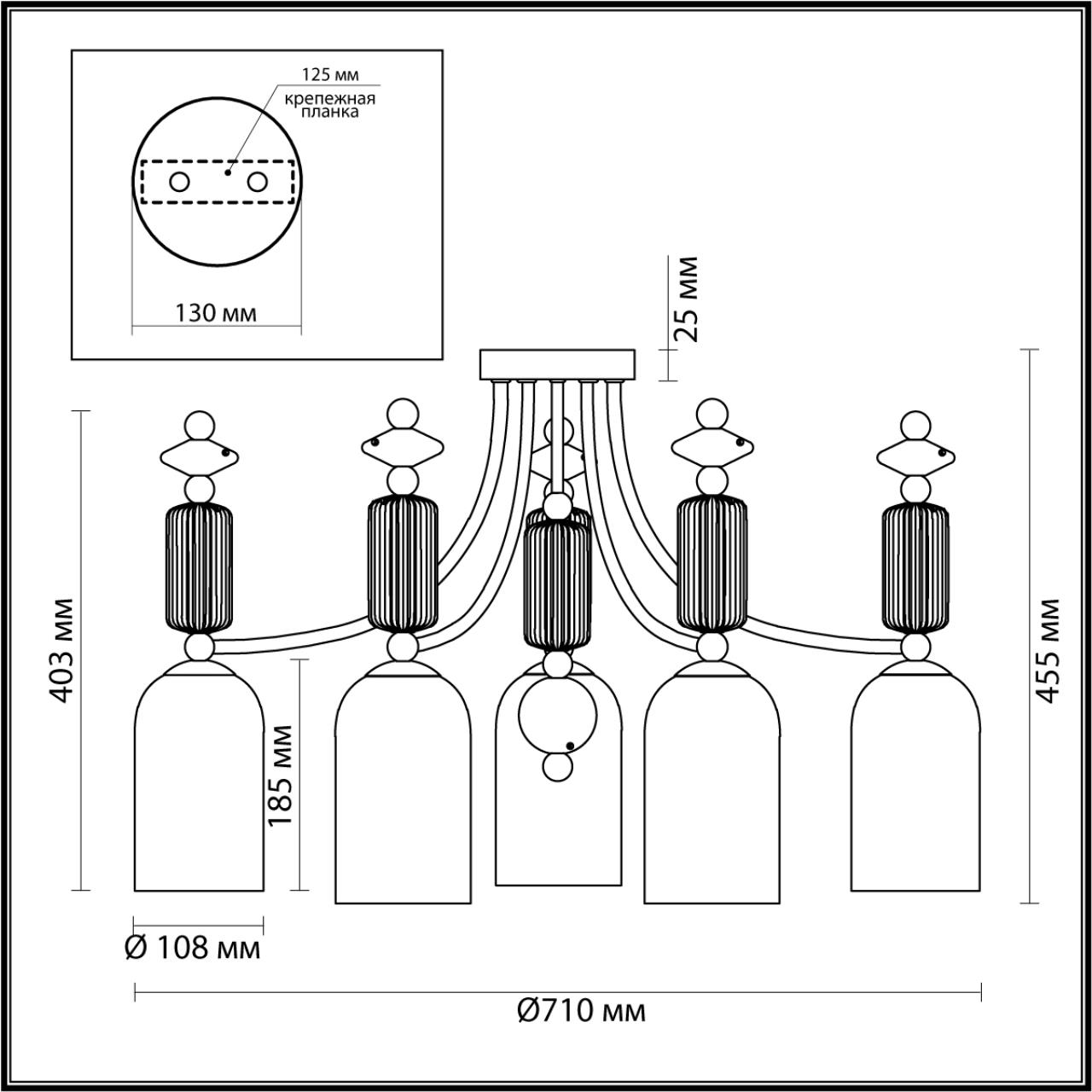 Картинка Потолочная люстра Odeon Light Classic Candy 4861/5C