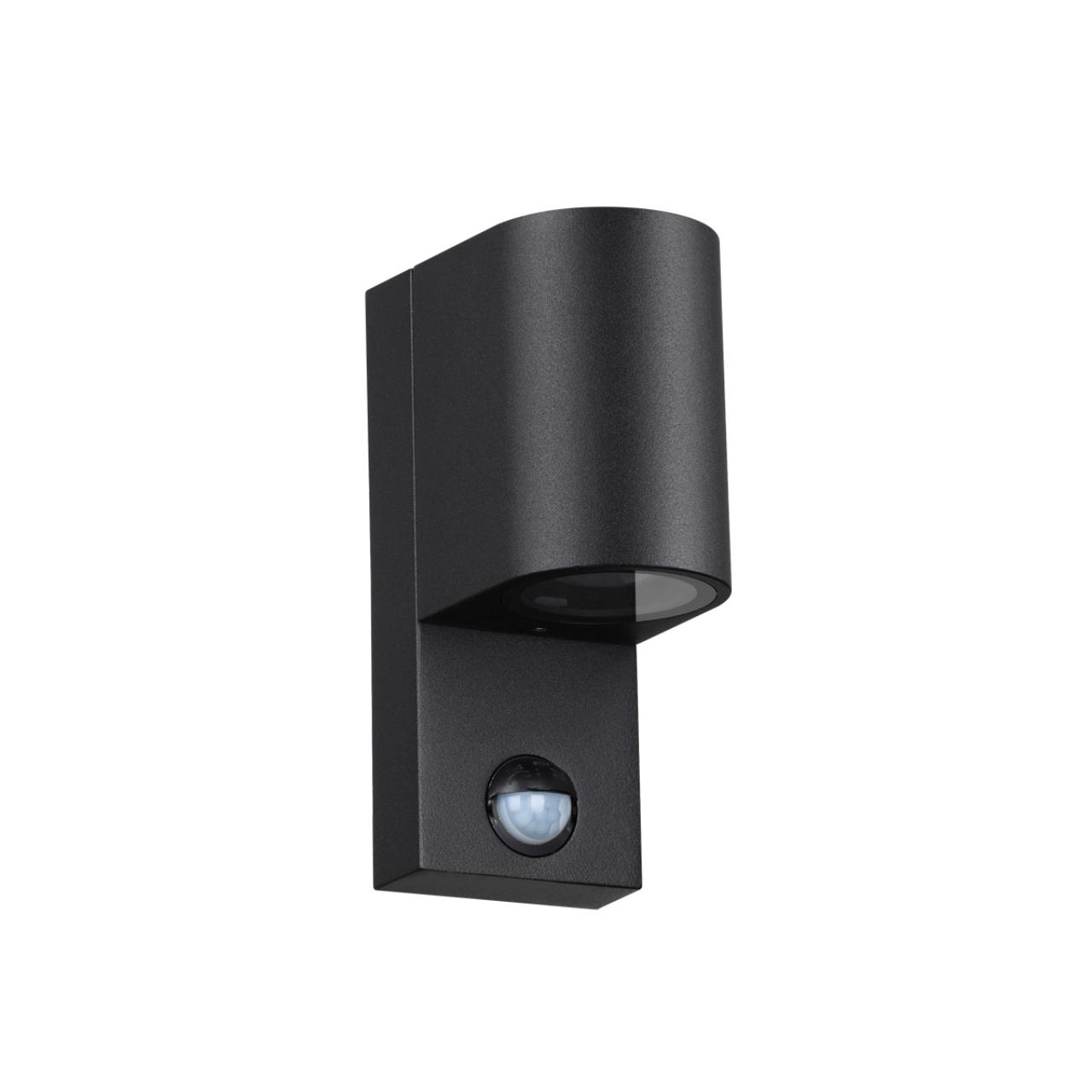 Картинка 4390/1W HIGHTECH ODL23 561 черный/металл/пвх стойкий к УФ излучению Настенный светильник с датчиком движения IP44 LED GU10 7W MOTTO