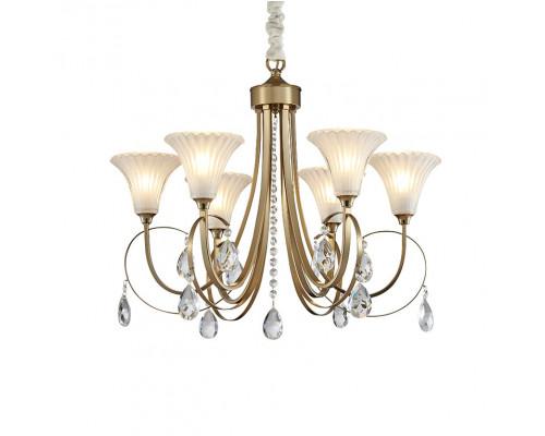 Дополнительная картинка NEWPORT 4820 4826/C , Люстра, French gold Clear crystal Matt white glass D65*H45/150 cm E14 6*60W