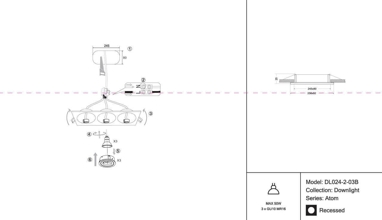 Картинка Встраиваемый светильник Maytoni Atom DL024-2-03B
