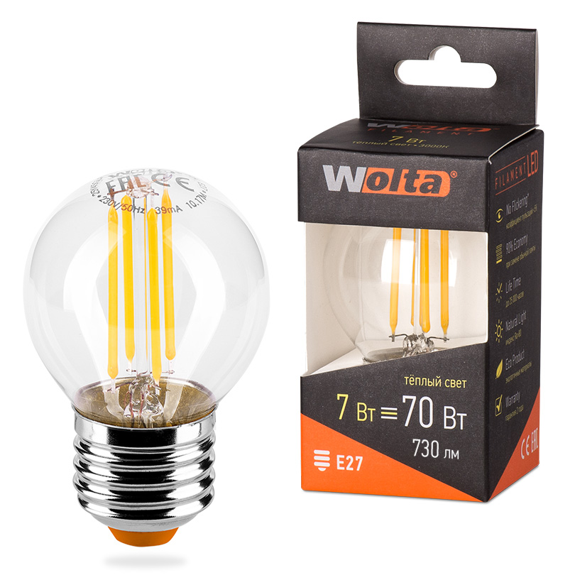 Лампа LED WOLTA FILAMENT 25Y45GLFT7E27