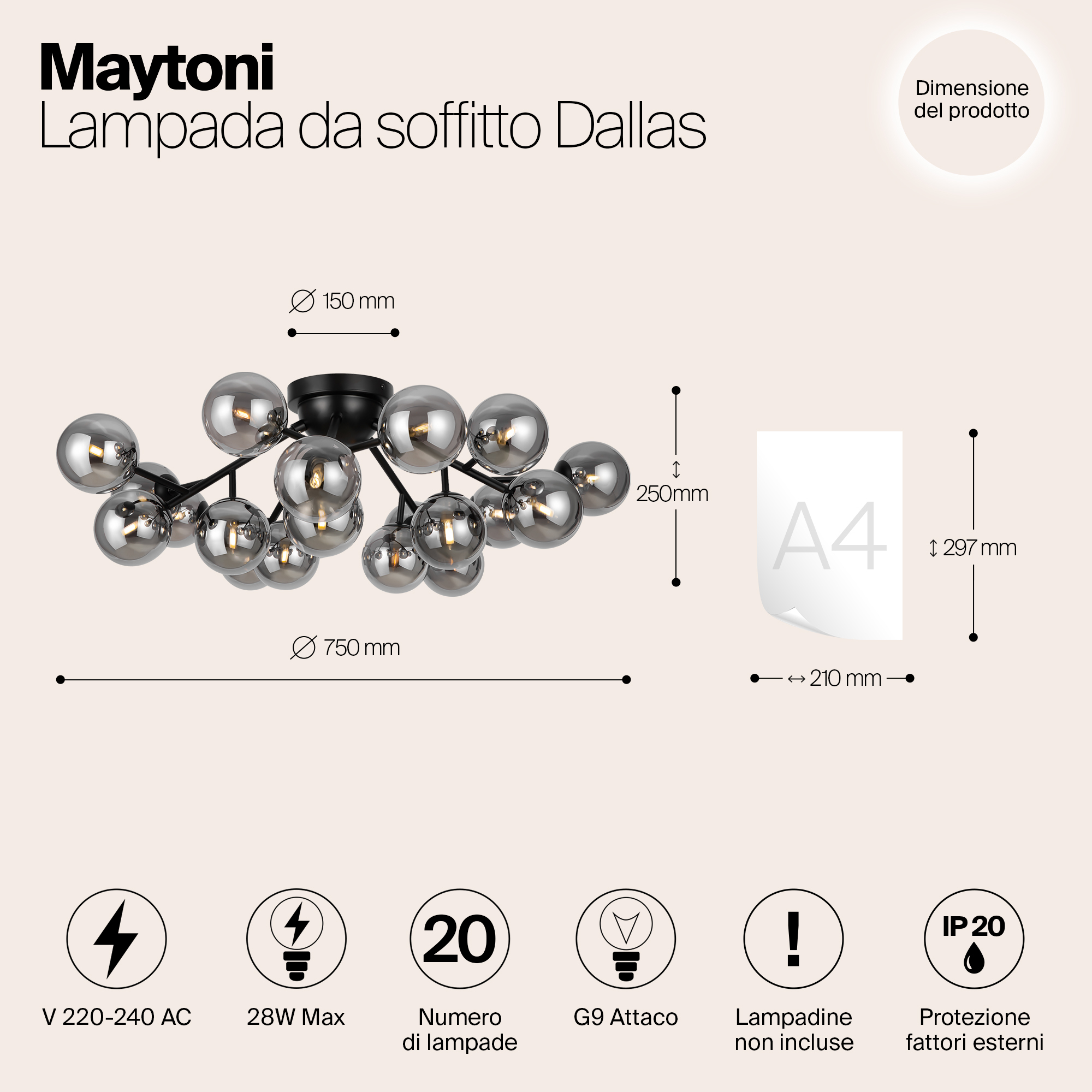 Картинка Потолочная люстра Maytoni MOD545CL-20B