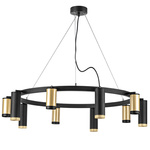lr02040587570 подвесной светильник rullo 10х50w gu10 черный/золото (571020+214440-5+214487-5+203437-5+203440-5), доставка по Казахстану 