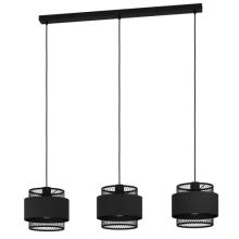 люстры 43669 подвесной потолочный светильник (люстра) bazely, 3х40w, e27, l990, b230, h1100, сталь-текстиль, доставка по Казахстану 