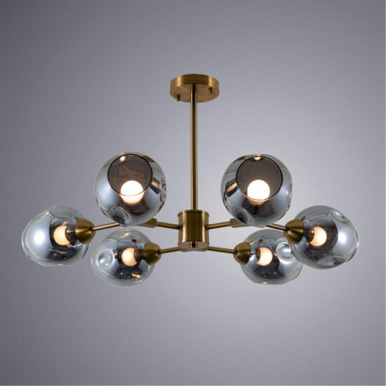 Картинка Потолочная люстра Arte Lamp Yuka Smoky A7759PL-6PB