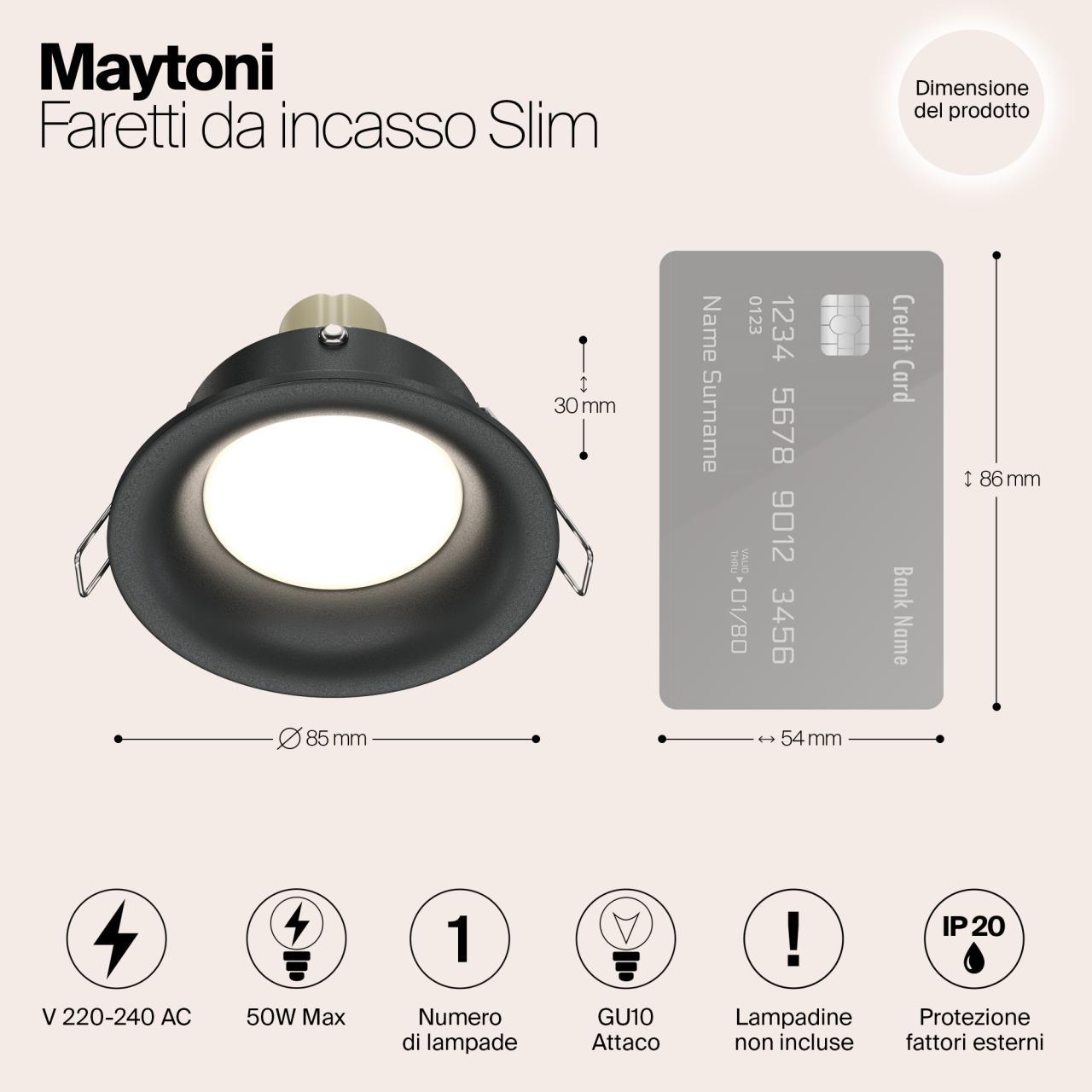 Дополнительная картинка Встраиваемый светильник Maytoni Slim DL027-2-01B