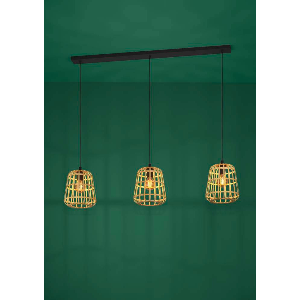 Картинка 390153 Люстра MONTEZUELO, 3X40W (E27), сталь, черный / дерево, натуральный