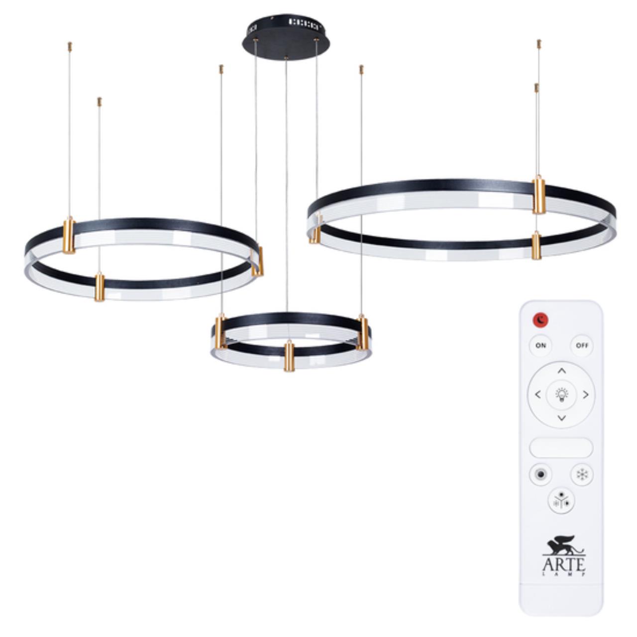 Картинка Подвесной светодиодный светильник Arte Lamp Mercury A2185SP-3BK