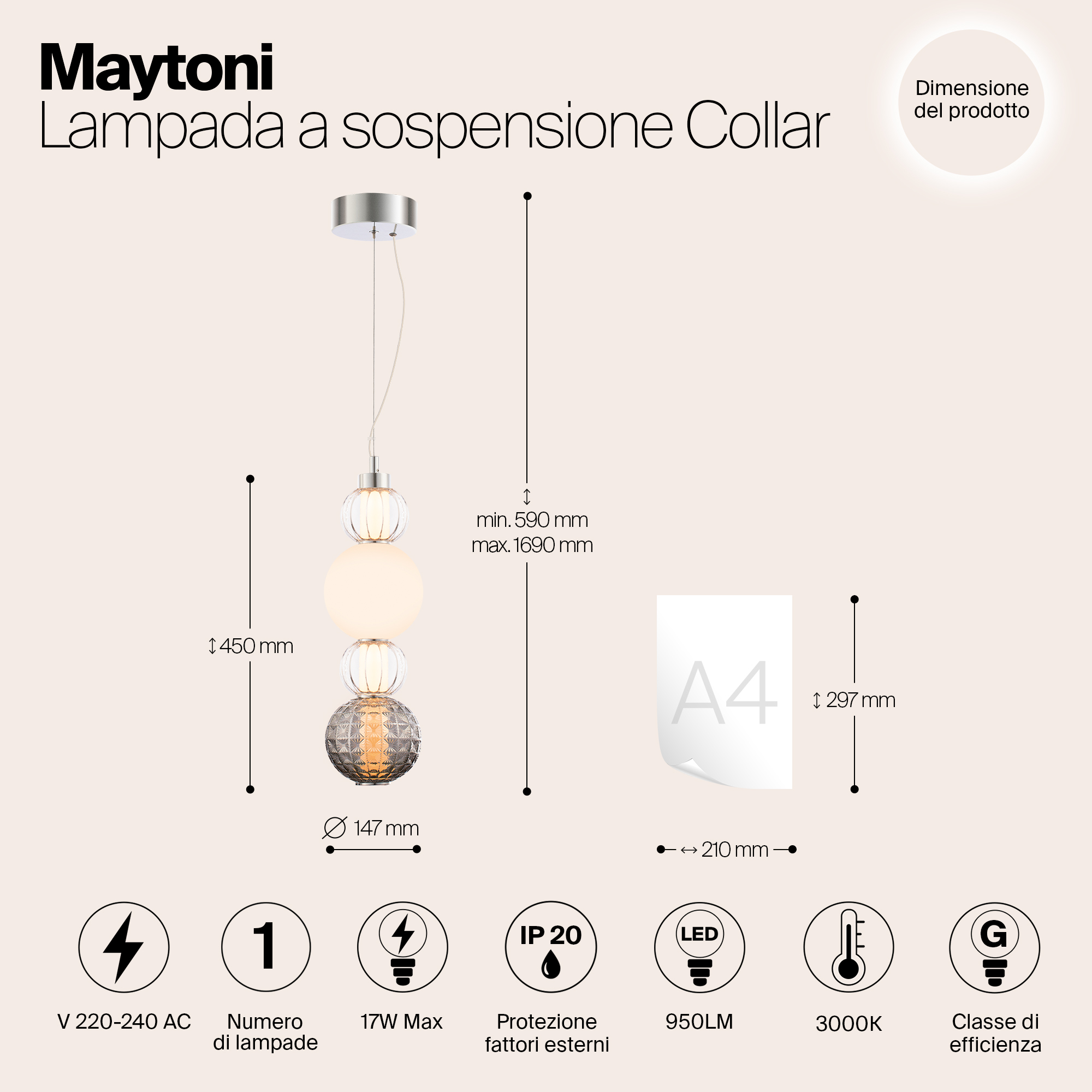 Дополнительная картинка Подвесной светодиодный светильник Maytoni Collar P069PL-L17CH3K