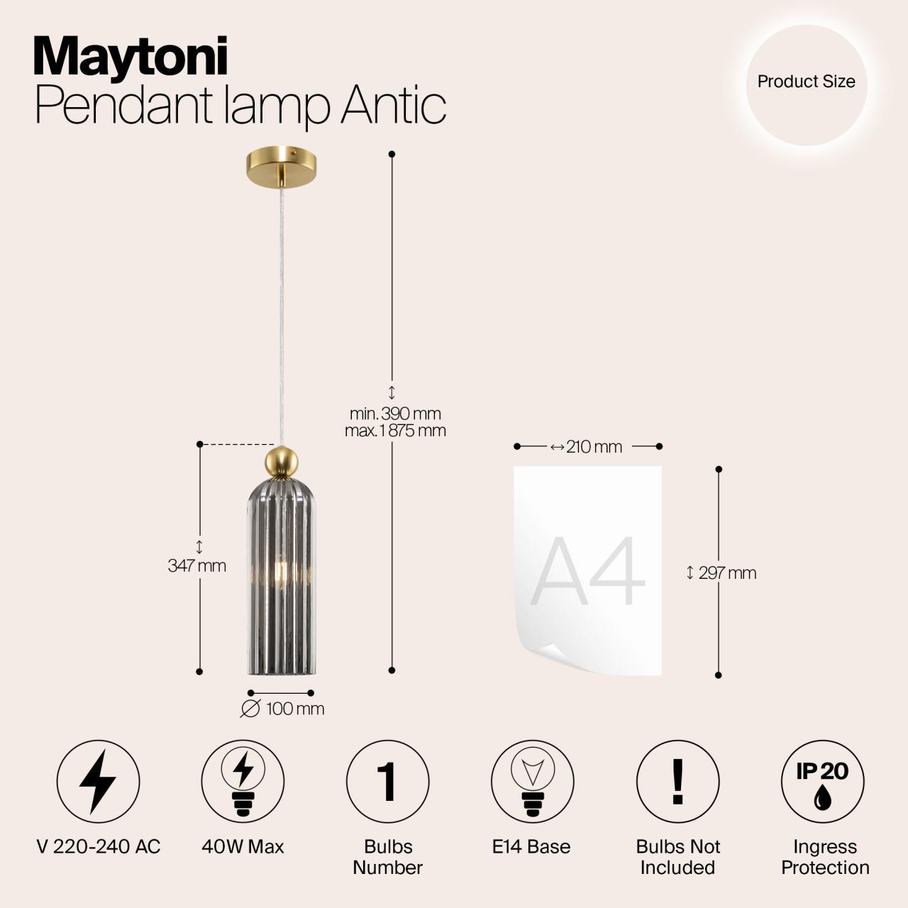 Дополнительная картинка Подвесной светильник Maytoni MOD302PL-01GR