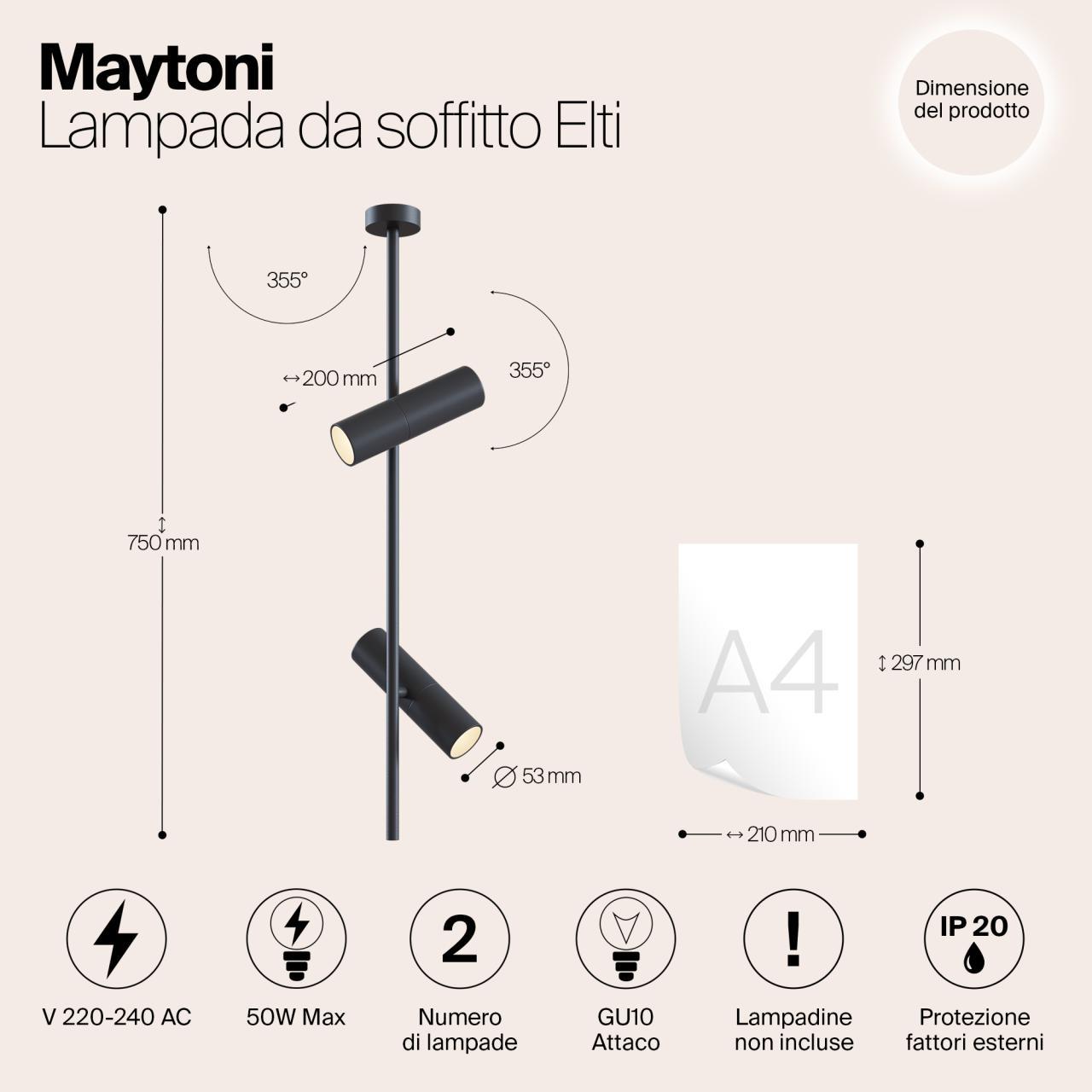 Дополнительная картинка Подвесной светильник Maytoni Elti C021CL-02B