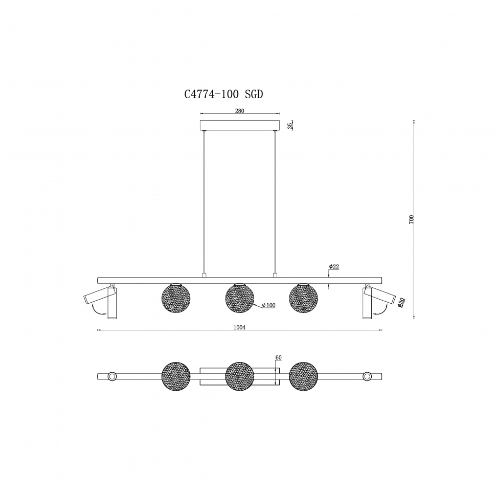 Картинка Светильник подвесной iLEDEX Telescope iLedex C4774-100 SGD