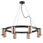 lr018308 подвесной светильник rullo 8х50w gu10 черный/медь (571018+214430-8), доставка по Казахстану 