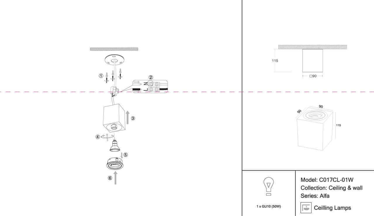 Картинка Потолочный светильник Maytoni Alfa C017CL-01W