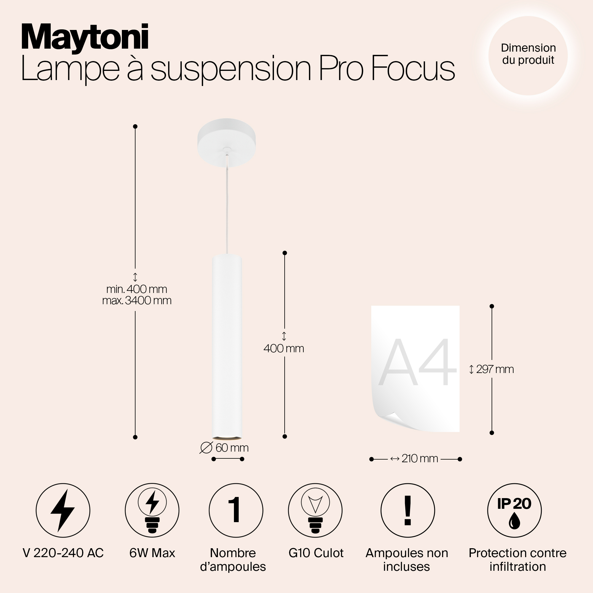 Дополнительная картинка Подвесной светильник Maytoni MOD161PL-01W1