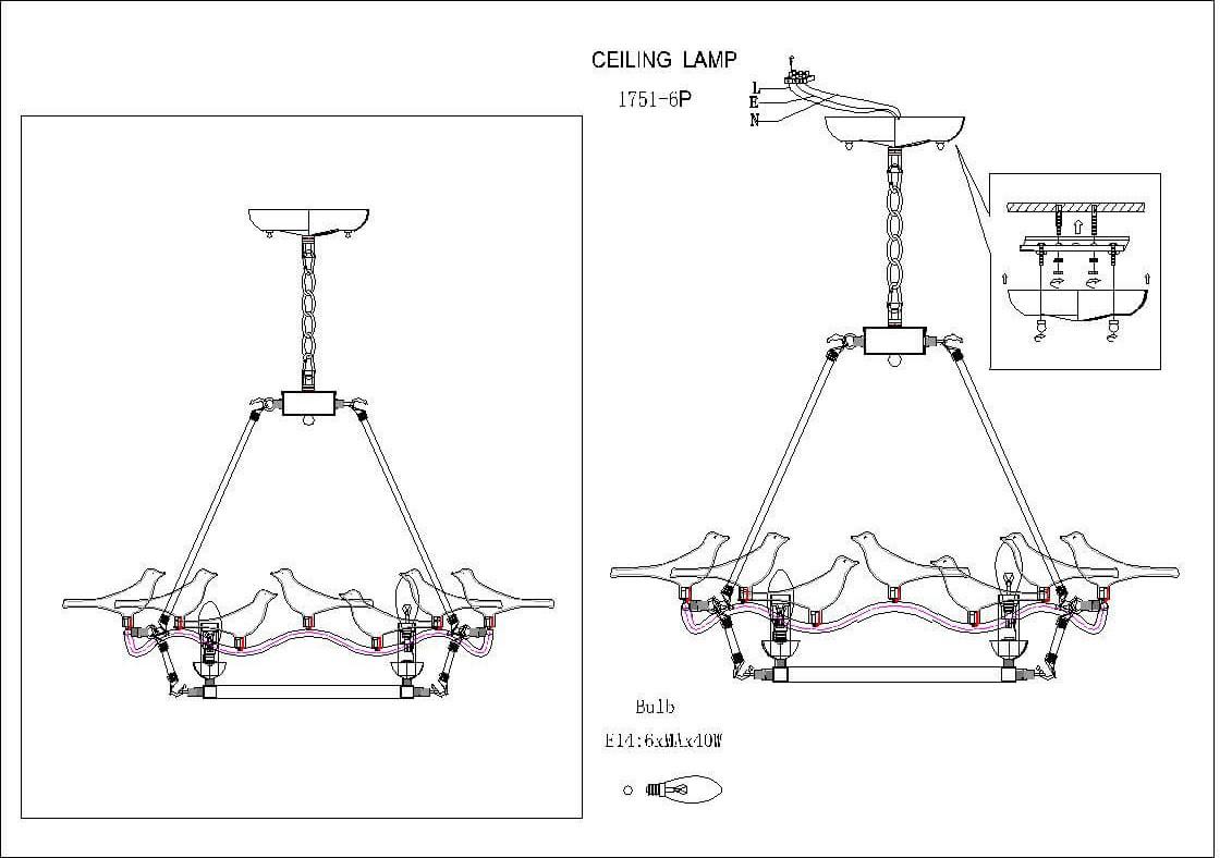 Картинка Подвесной светильник Favourite Pajaritos 1751-6P