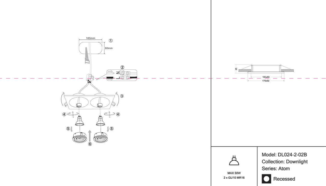 Картинка Встраиваемый светильник Maytoni Atom DL024-2-02B