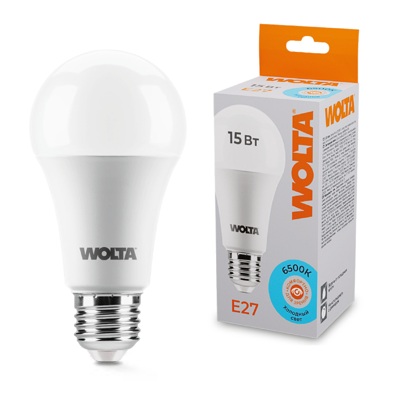 Картинка Светодиодная лампа WOLTA 25W60BL15E27 "Груша" A60 15Вт 1300лм 6500К Е27 1/50