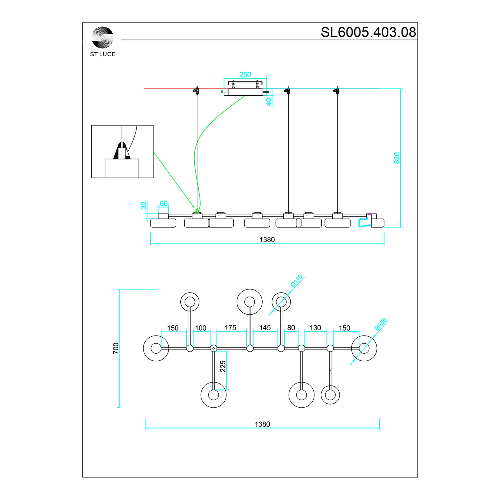 Картинка Подвесная светодиодная люстра ST Luce Vallo SL6005.403.08