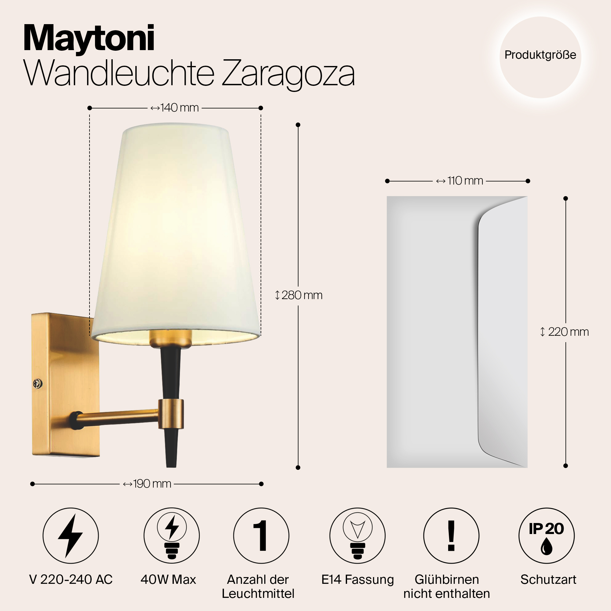 Дополнительная картинка Бра Maytoni Zaragoza H001WL-01BS