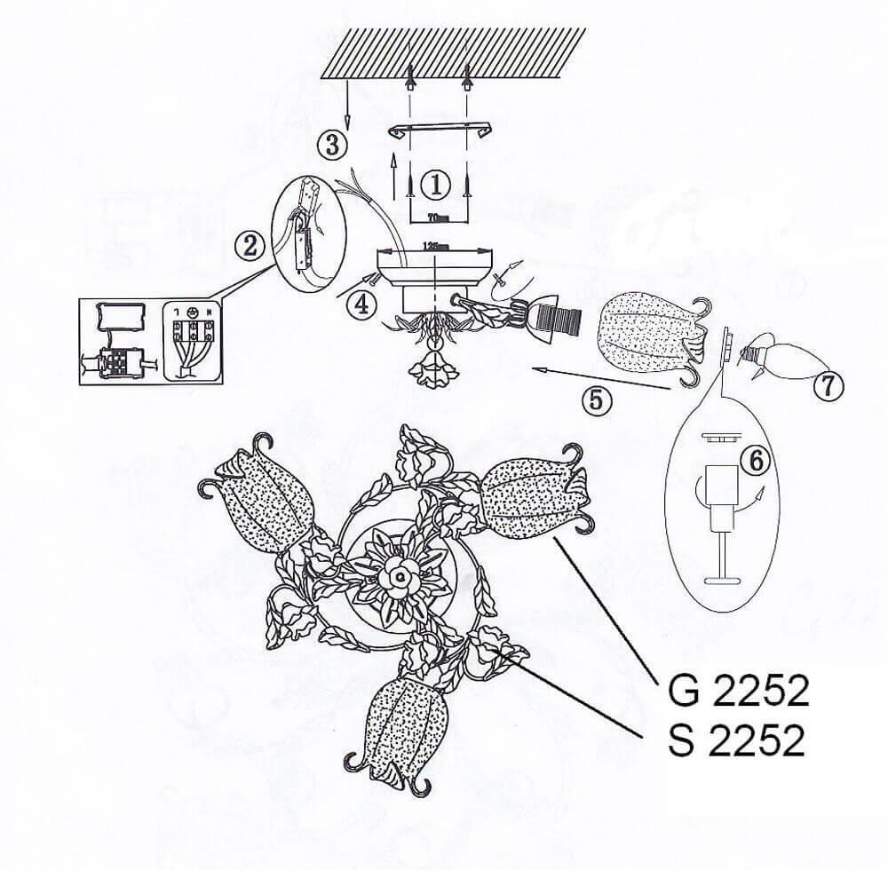 Картинка Потолочная люстра Odeon Light Country Ameli 2252/3C