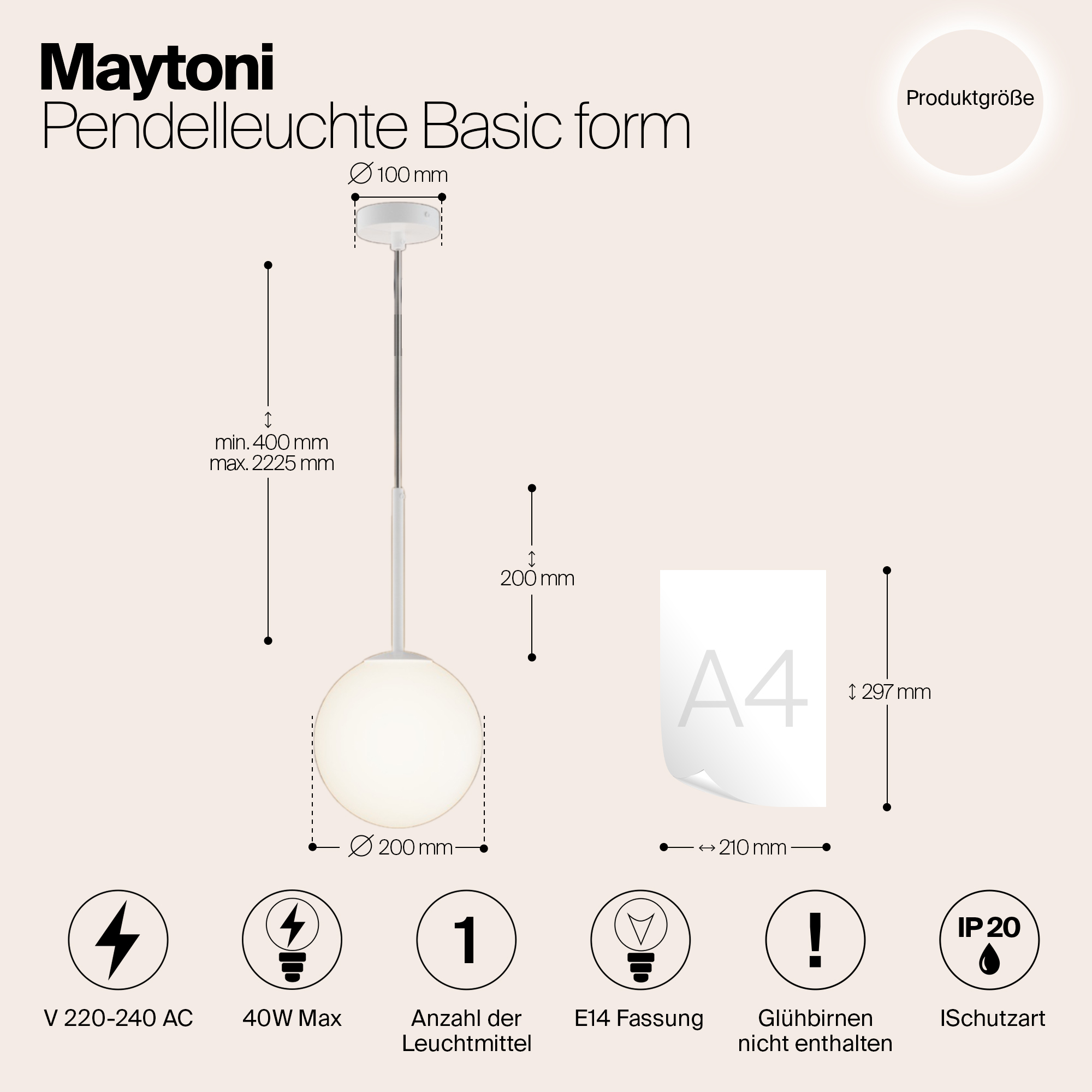 Дополнительная картинка Подвесной светильник Maytoni MOD321PL-01W1