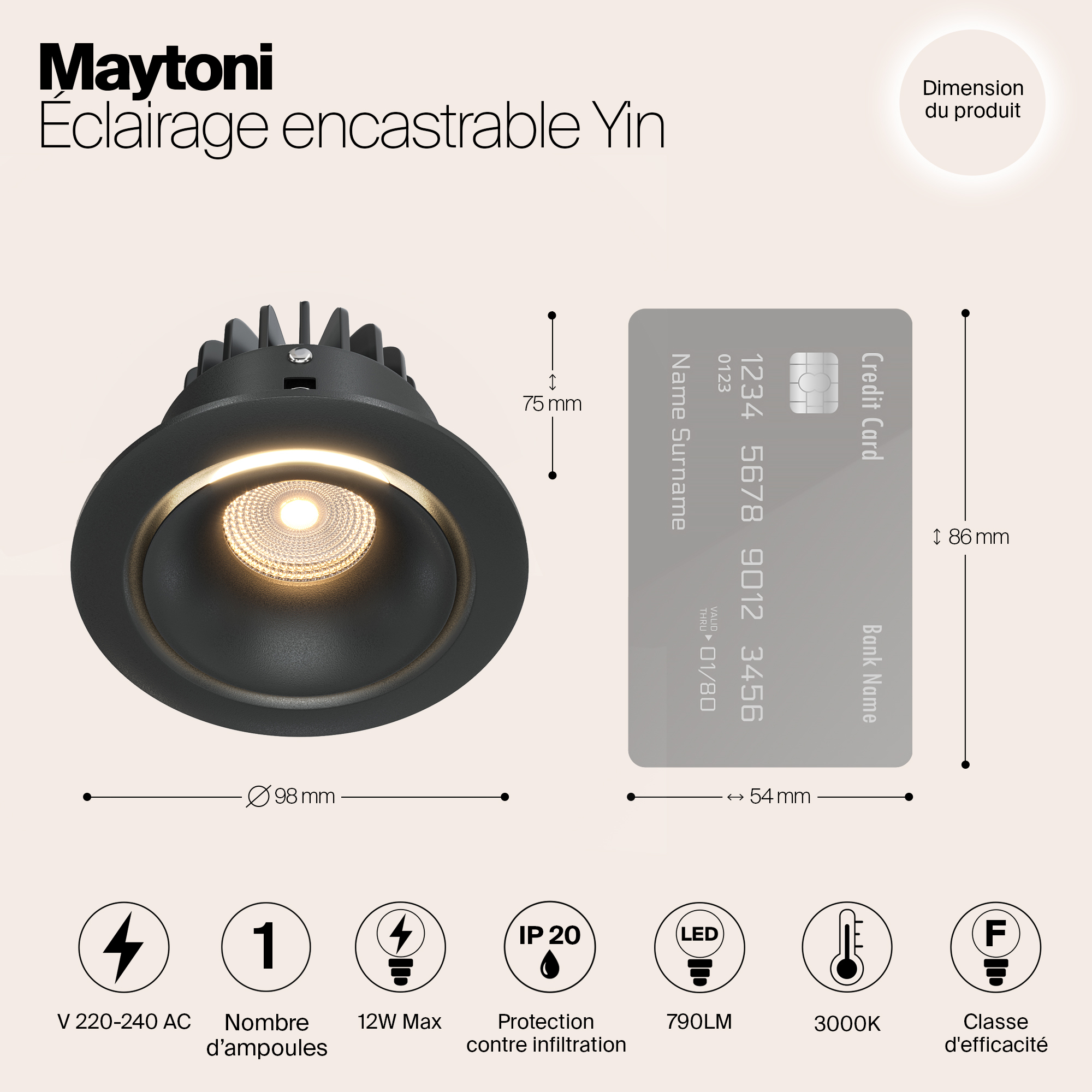 Картинка Встраиваемый светодиодный светильник Maytoni Zoom DL031-2-L12B