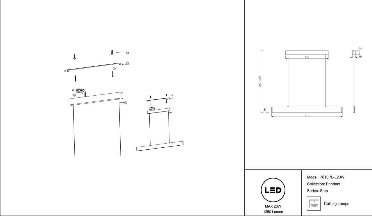 Дополнительная картинка Подвесной светодиодный светильник Maytoni Step P010PL-L23W