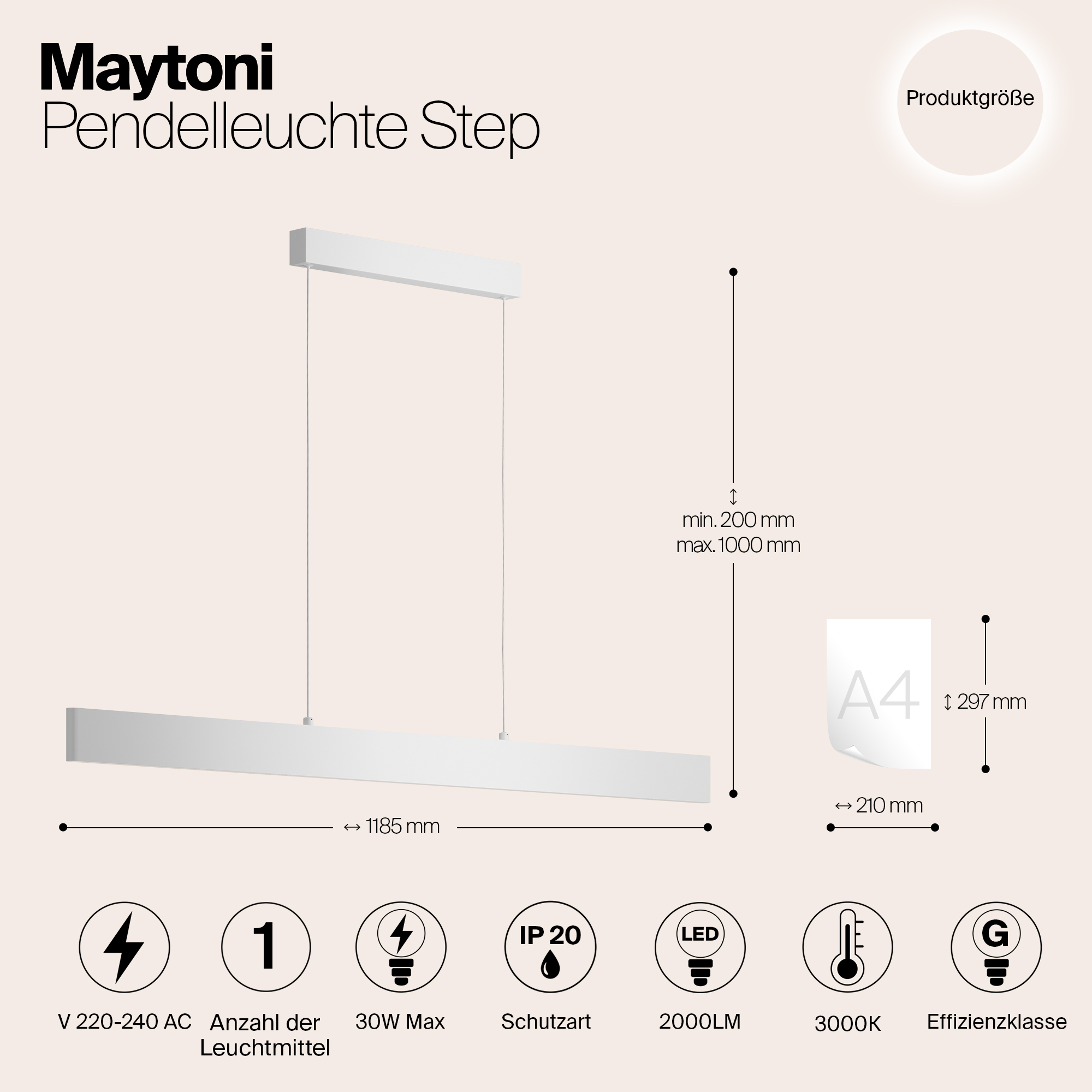 Картинка Подвесной светодиодный светильник Maytoni Step P010PL-L30W
