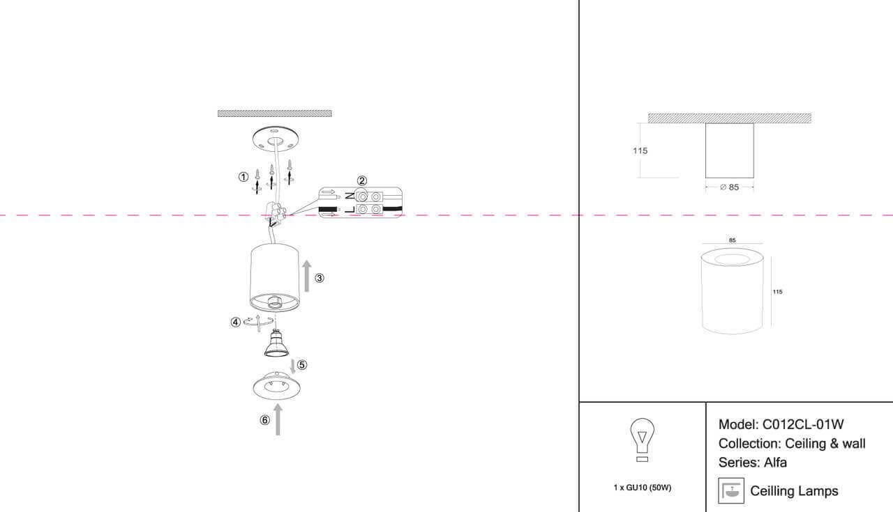 Дополнительная картинка Потолочный светильник Maytoni Alfa C012CL-01W