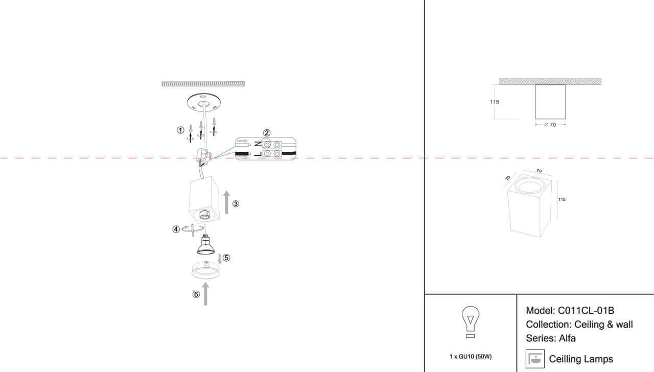 Дополнительная картинка Потолочный светильник Maytoni Alfa C011CL-01B