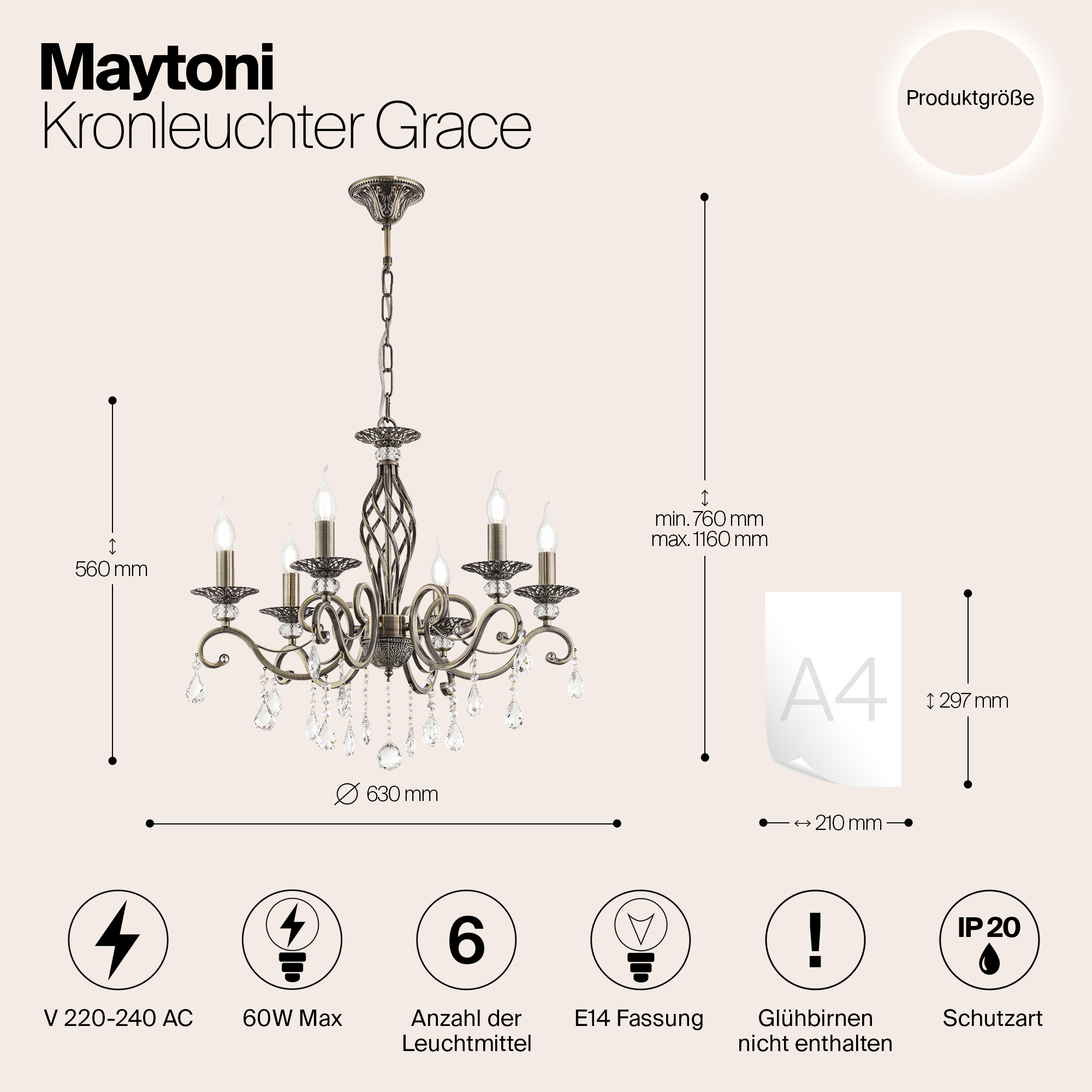 Дополнительная картинка Подвесная люстра Maytoni Grace RC247-PL-06-R
