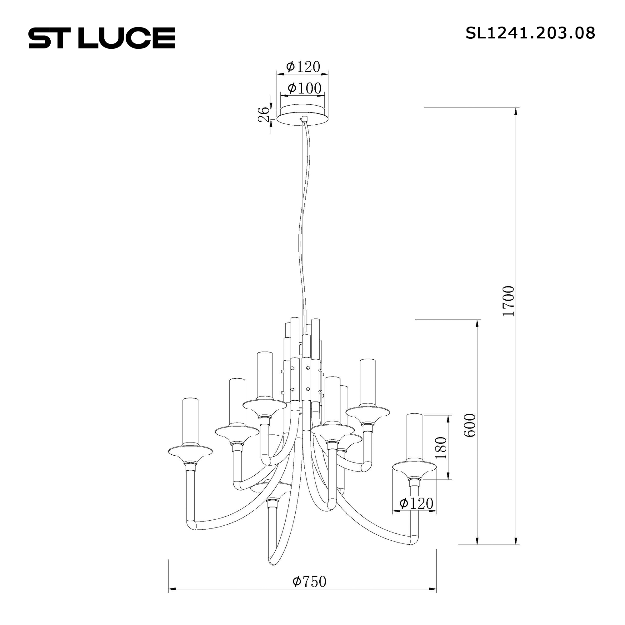 Дополнительная картинка SL1241.203.08 Люстра подвесная ST-Luce