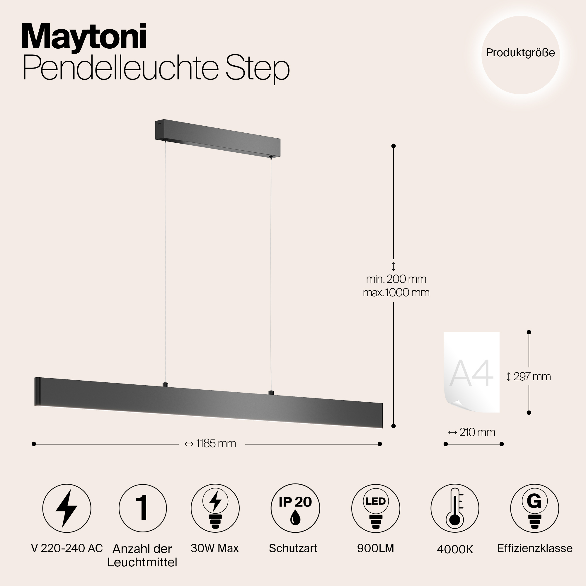 Дополнительная картинка Подвесной светодиодный светильник Maytoni Step P010PL-L30B4K
