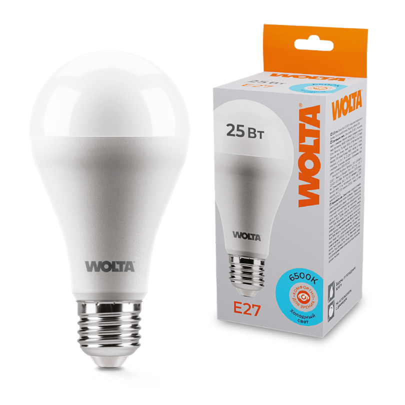 Картинка Светодиодная лампа WOLTA 25W67BL25E27  Груша  A67 25Вт 2100лм 6500К Е27 1/50