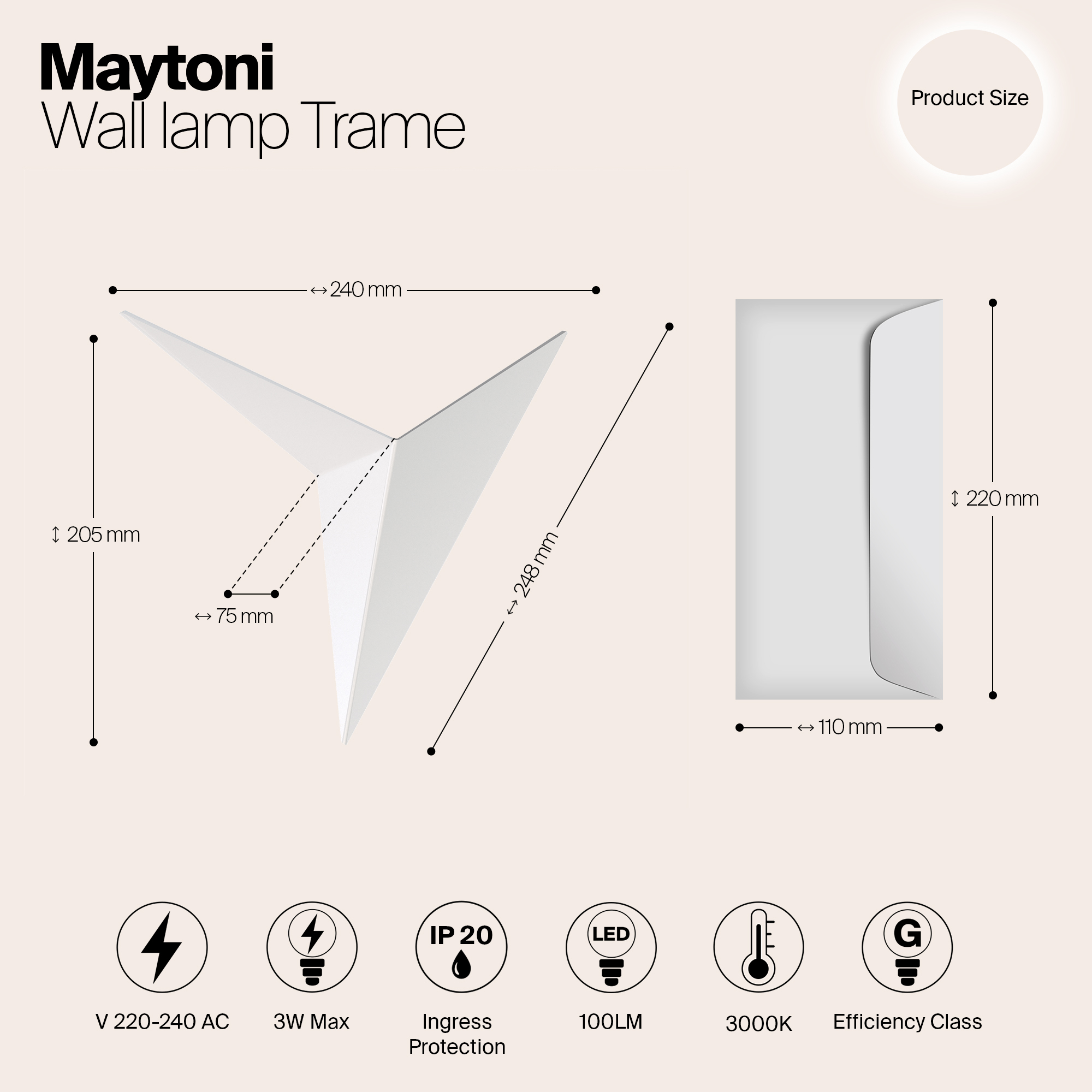 Картинка Настенный светодиодный светильник Maytoni Trame C808WL-L3W