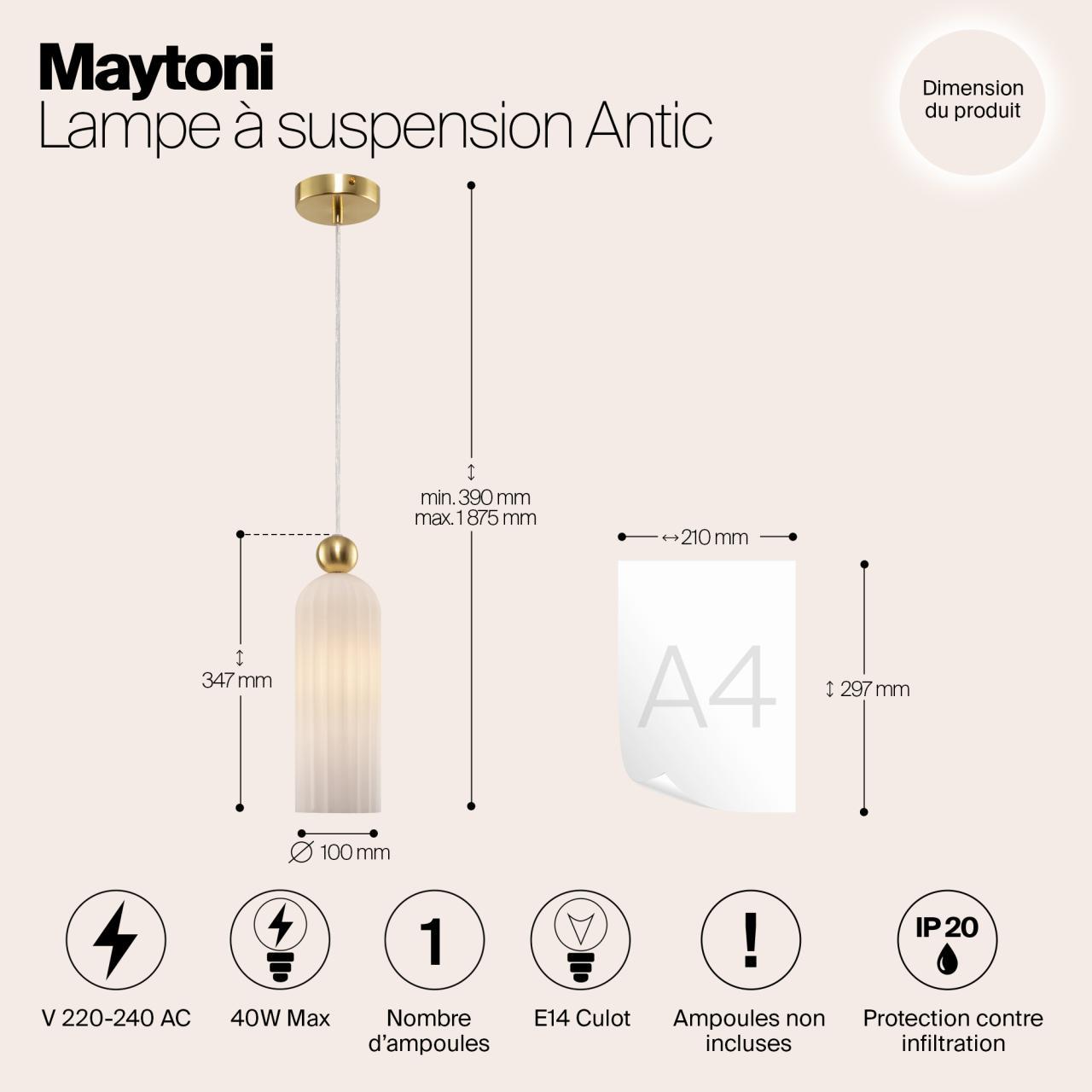Дополнительная картинка Подвесной светильник Maytoni MOD302PL-01W