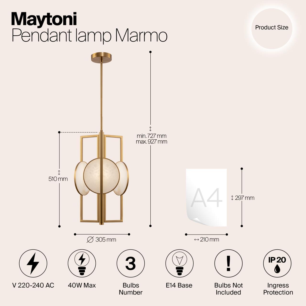Дополнительная картинка Подвесной светильник Maytoni MOD099PL-03G