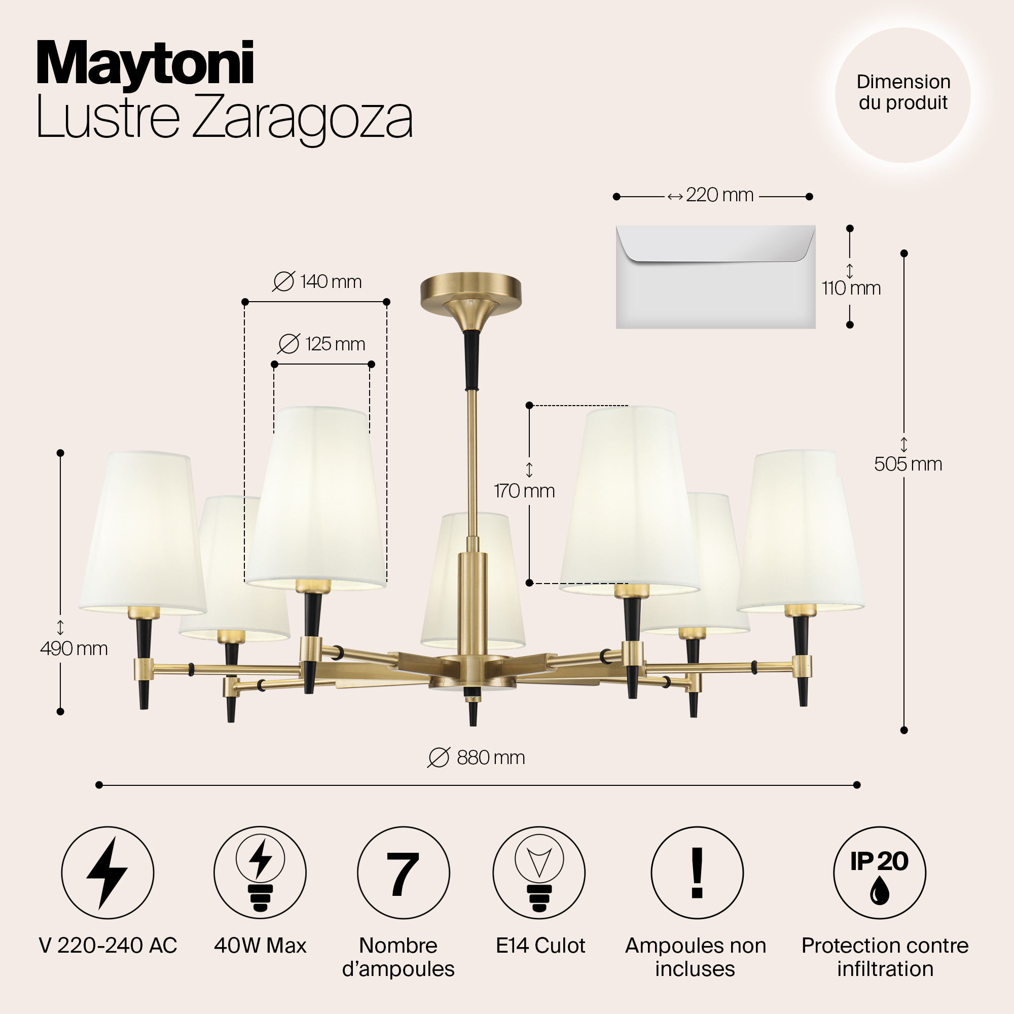 Дополнительная картинка Подвесная люстра Maytoni Zaragoza H001CL-07BS