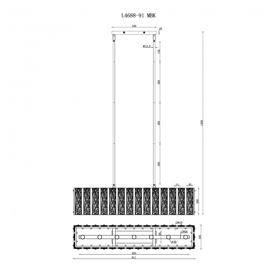 Картинка Подвесная люстра iLAMP Panorama L4688-91 MBK