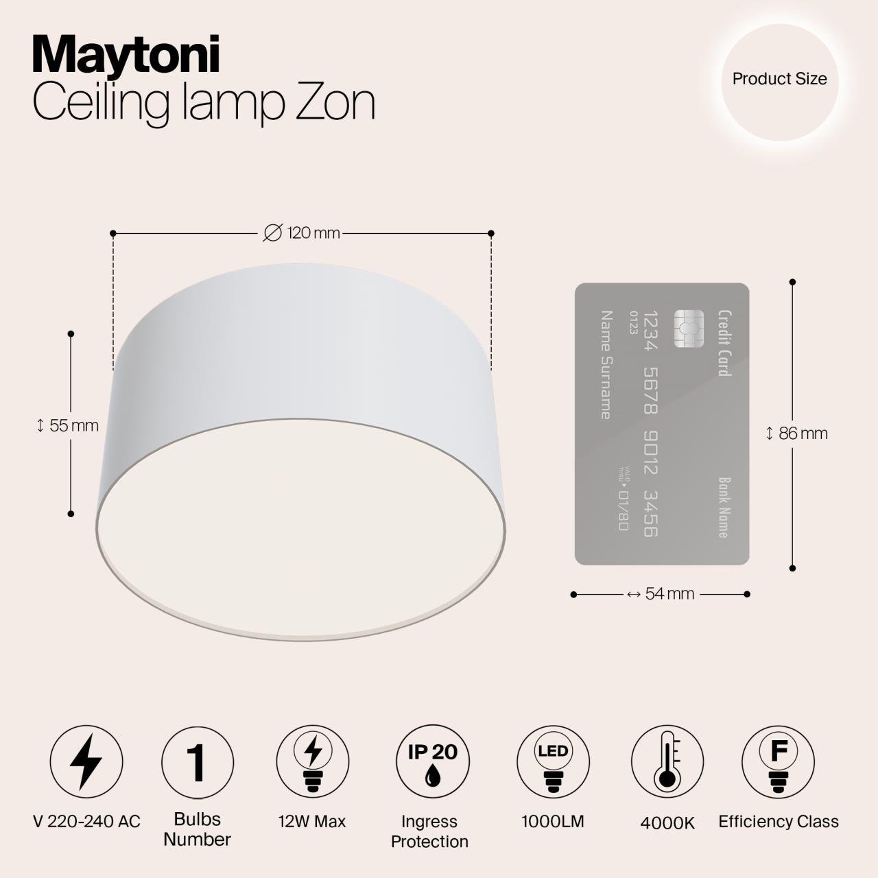 Дополнительная картинка Потолочный светодиодный светильник Maytoni Zon C032CL-L12W4K