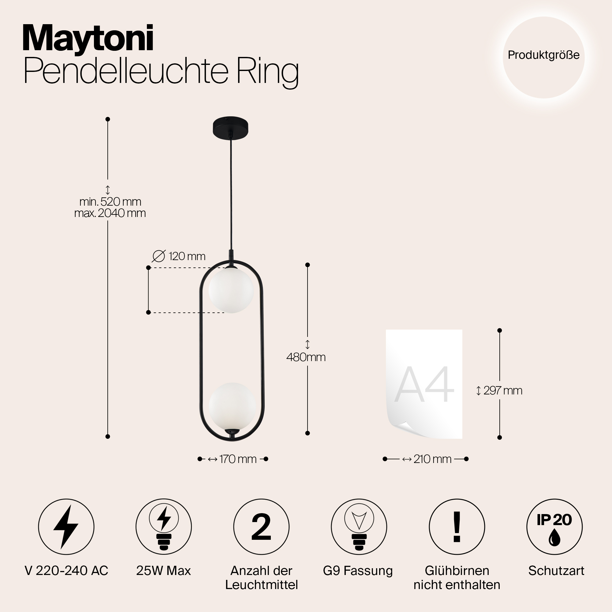 Дополнительная картинка Подвесной светильник Maytoni Ring MOD013PL-02B