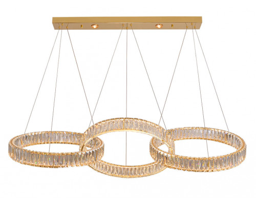 newport 8240 8243/s gold new , подвесной светильник, gold сlear crystal l130*50*h250 cm d50*3 rings led strip 120w 3000k 12000lm, spotlight 2*3w, доставка по Казахстану 