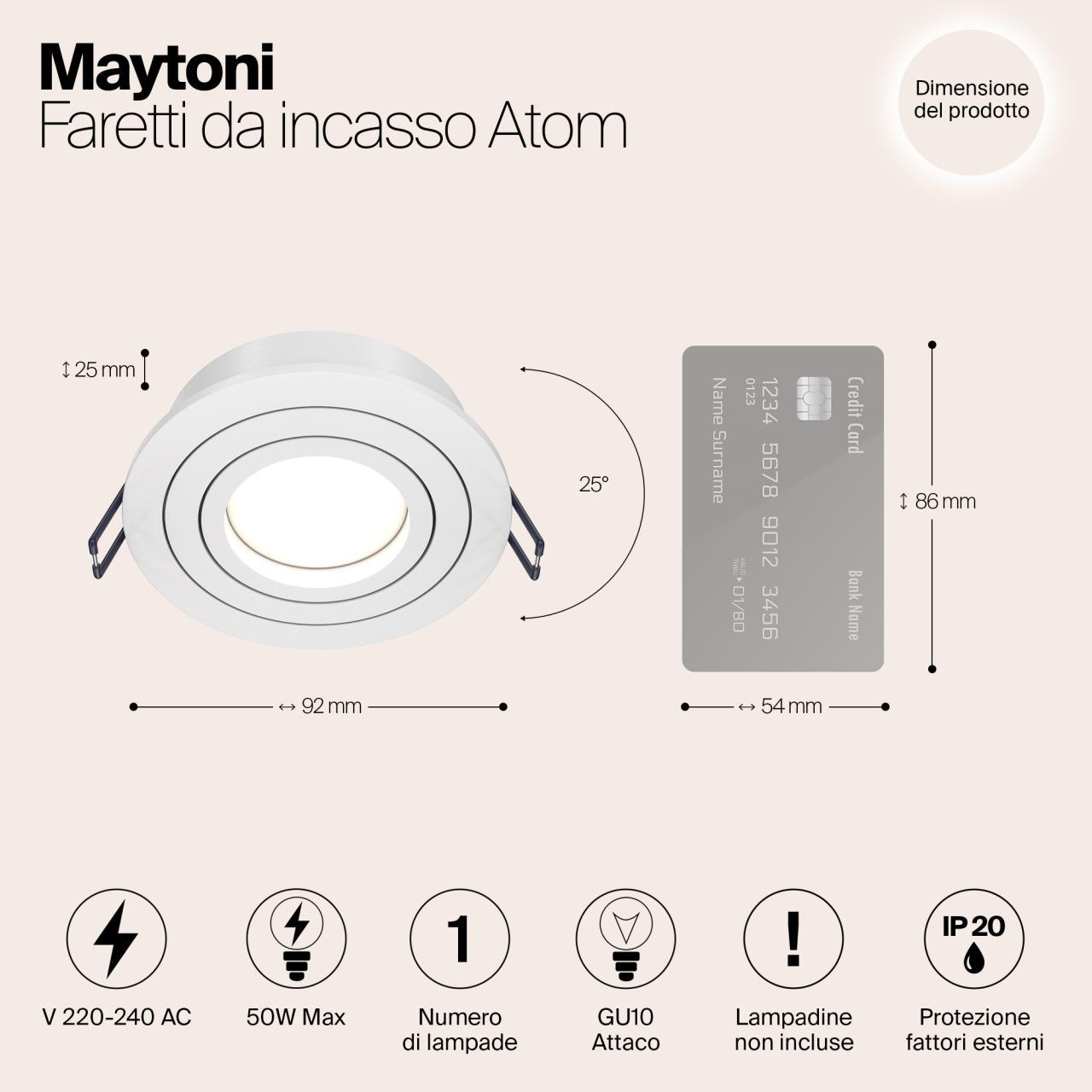 Дополнительная картинка Встраиваемый светильник Maytoni Atom DL023-2-01W