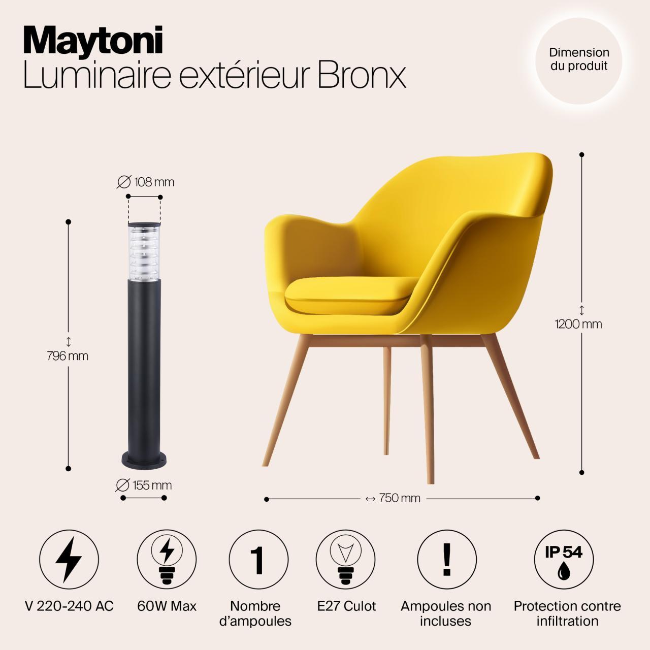 Дополнительная картинка Уличный светильник Maytoni Bronx O576FL-01B