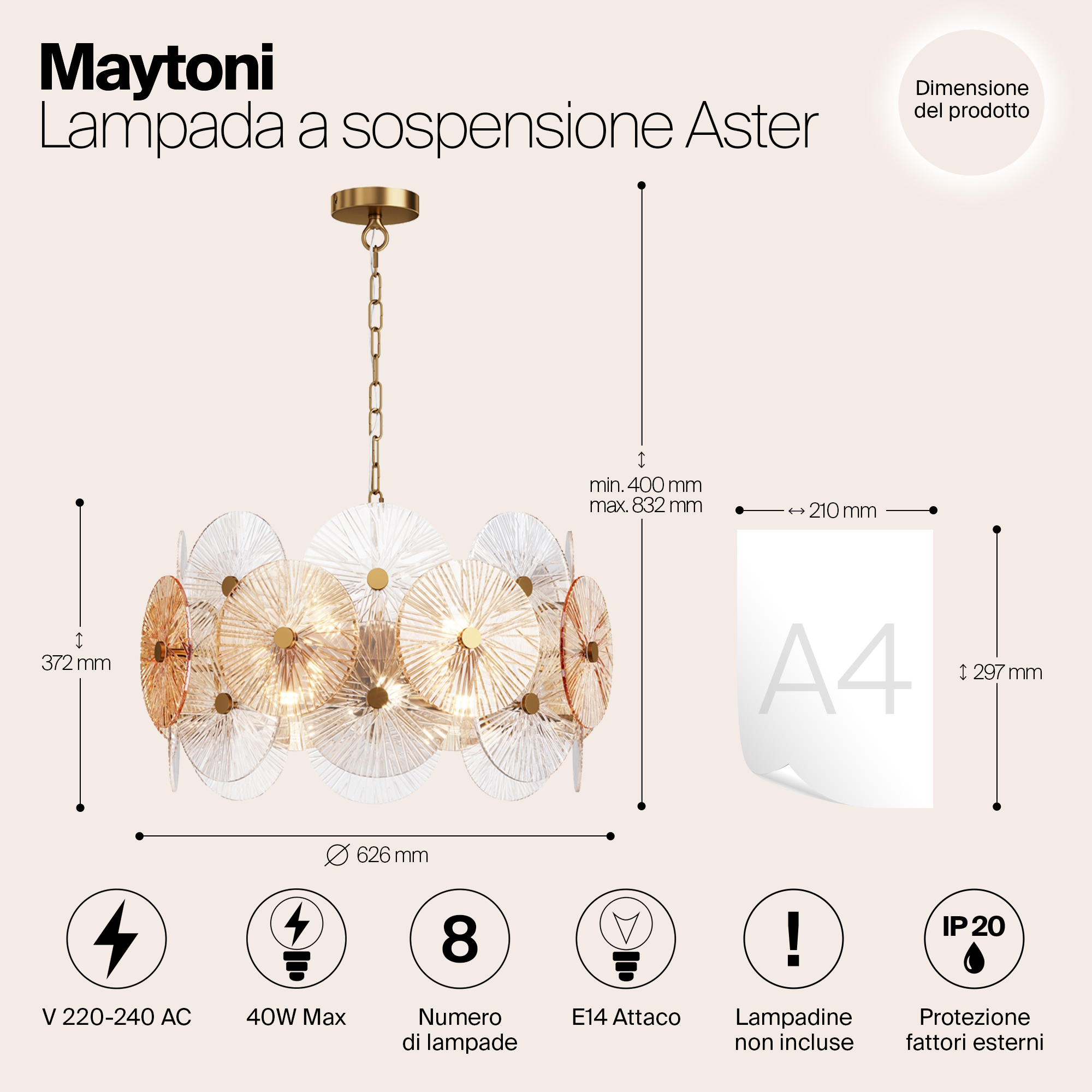 Дополнительная картинка Подвесной светильник Maytoni MOD007PL-08G