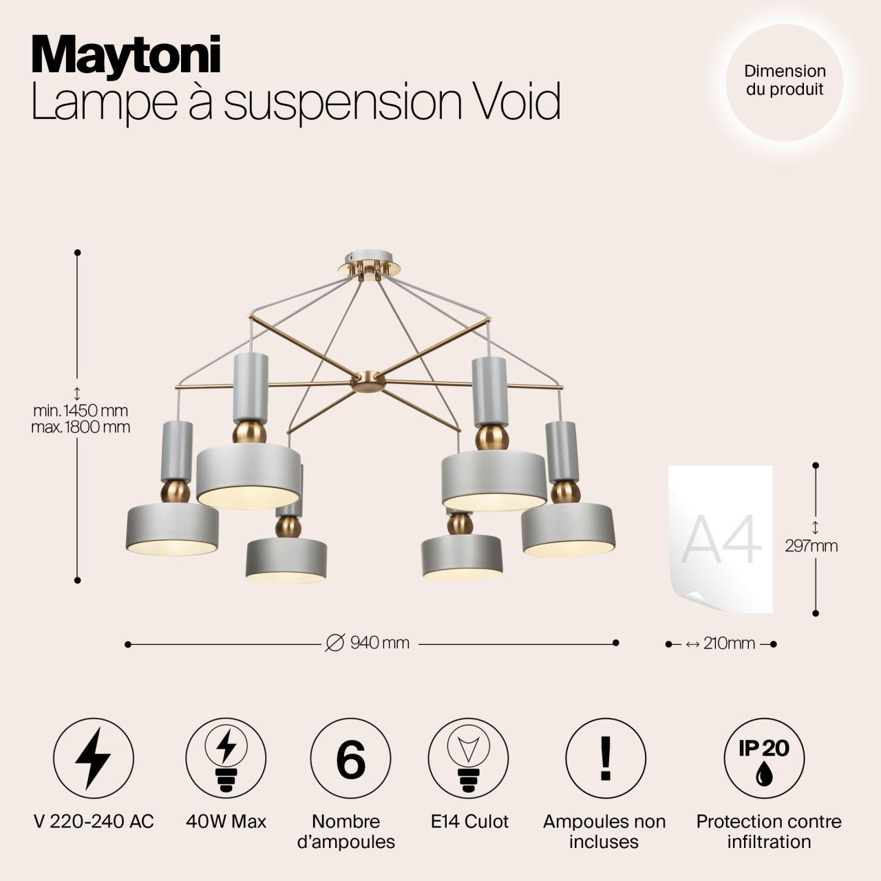 Дополнительная картинка Подвесная люстра Maytoni Void MOD030PL-06GR