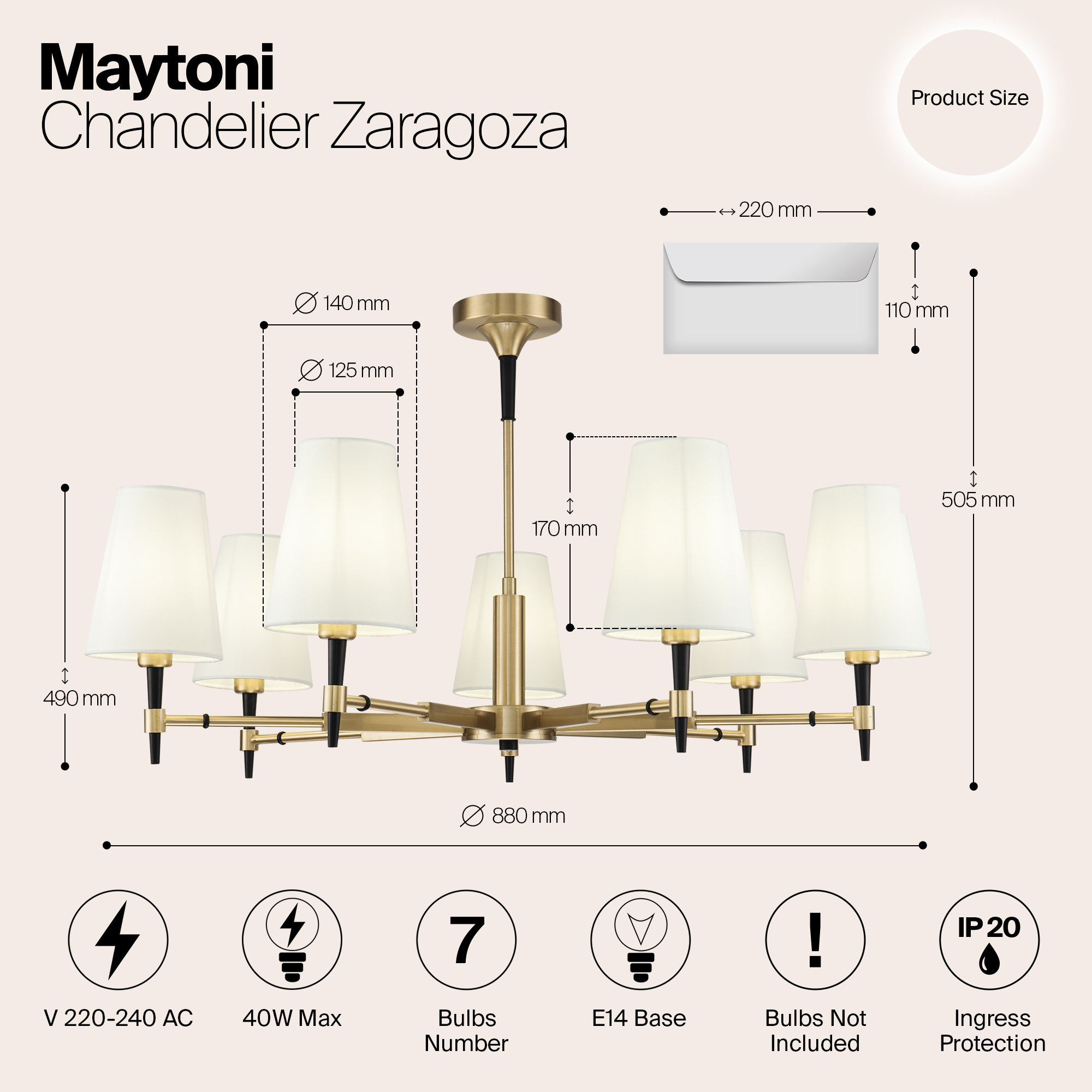 Дополнительная картинка Подвесная люстра Maytoni Zaragoza H001CL-07BS