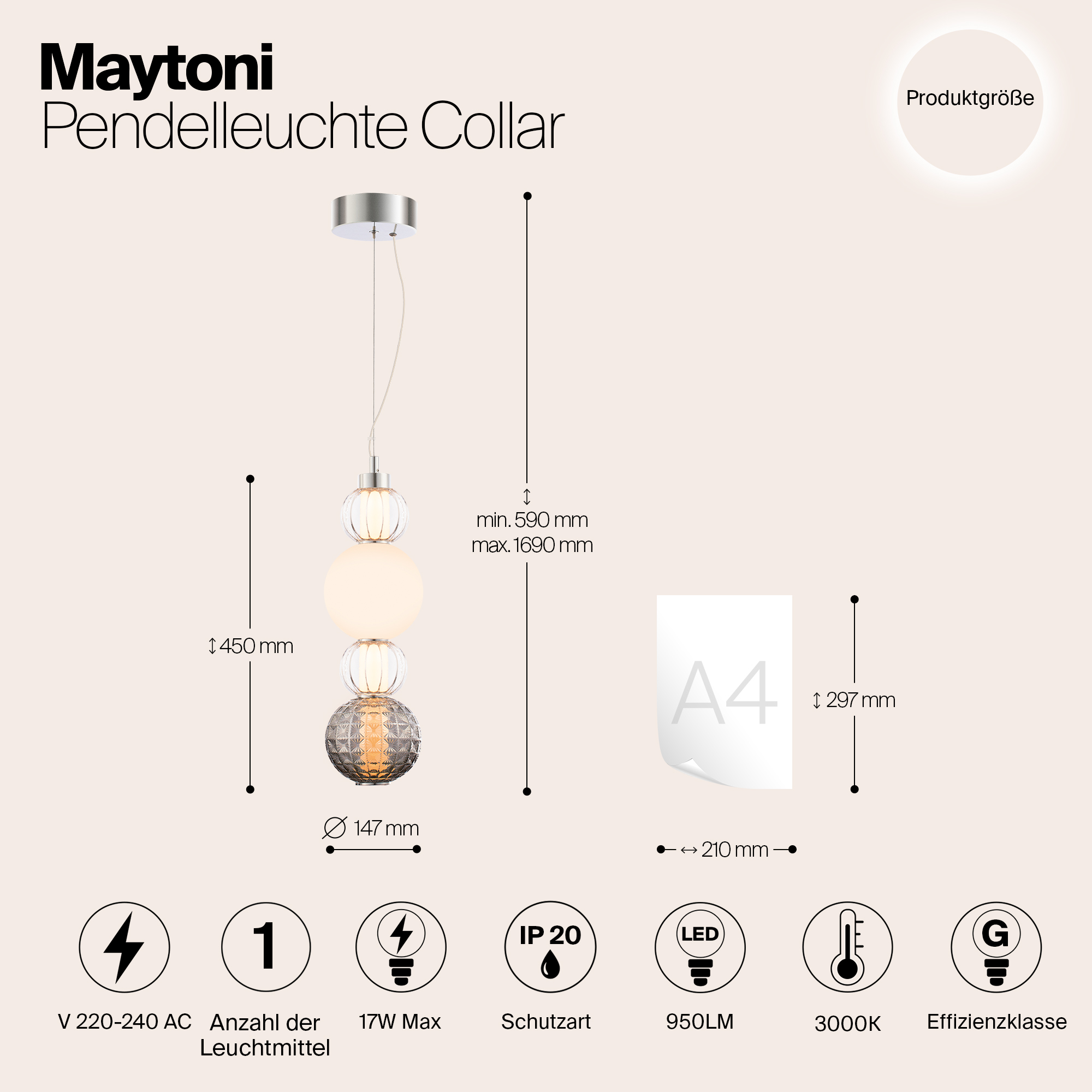Дополнительная картинка Подвесной светодиодный светильник Maytoni Collar P069PL-L17CH3K